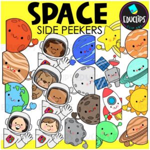 Space Side Peekers Clipart set | Planets, Astronauts & Solar System