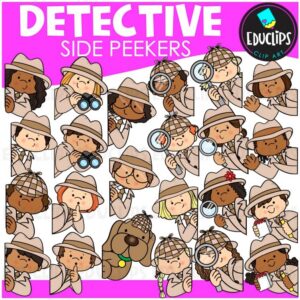 Detective Side Peekers Clipart | Mystery Kids & Investigation Characters
