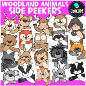 Woodland Animals Side Peekers Clipart Bundle {Educlips Clipart}