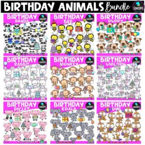 Birthday Animals Clipart Bundle {Educlips Clipart}
