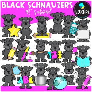 Black Schnauzers At School Clip Art Set {Educlips Clipart}