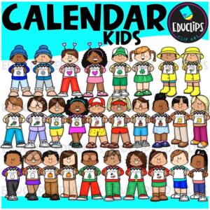 Calendar Kids | Months of the Year Clipart Set {Educlips Clipart}