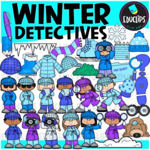 Winter Detectives Kids Clipart Set {Educlips}