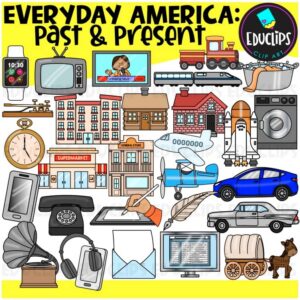 Everyday America: Past and Present Clipart {Educlips}