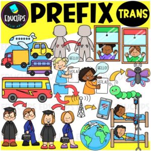 Prefix TRANS Clipart Set for Word Study, Phonics & Vocabulary {Educlips}