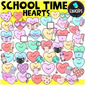 School Hearts Classroom Clipart – Valentine Learning Icons {Educlips}