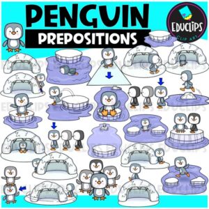Prepositions Clip Art – Penguin Theme | Positional Words {Educlips Clipart}