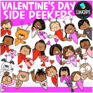 Valentine's Day Side Peekers Clipart Set {Educlips Clipart}
