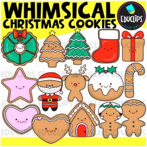 Christmas Cookie Whimsical Faces Clip Art Set {Educlips Clipart}