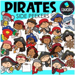 Pirates Side Peekers Clipart | Cute Pirate Kids, Treasure & Animals