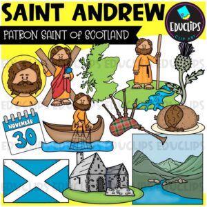 Saint Andrew | Patron Saint of Scotland Clipart Set {Educlips Clipart}