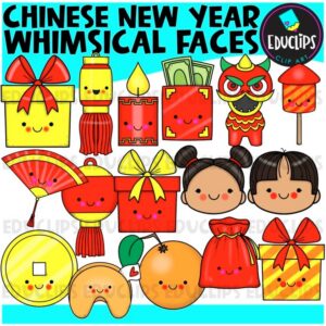 Chinese New Year Whimsical Faces Clip Art Set {Educlips}