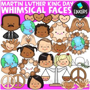 Martin Luther King Day Whimsical Faces Clip Art Set {Educlips}