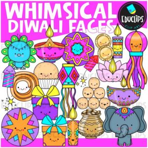 Diwali Whimsical Faces Clip Art Set {Educlips}