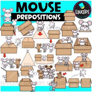 Prepositions Clip Art – Mouse Theme | Positional Words {Educlips Clipart}