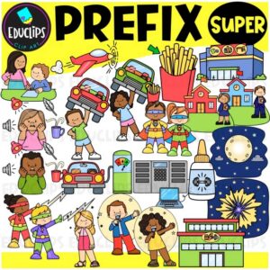 Prefix SUPER Clipart Set for Word Study, Phonics & Vocabulary {Educlips}