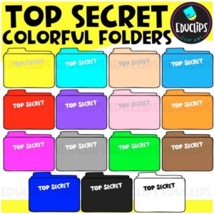 Top Secret Colorful Folders Clipart Set {Educlips}