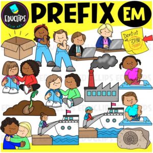 Prefix EM Clipart Set for Word Study, Phonics & Vocabulary {Educlips}