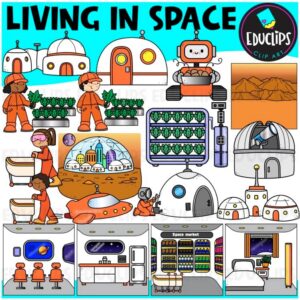 Living in Space Clipart | Space Colony, Astronaut, STEM, Space Science Clip Art