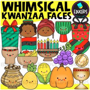 Kwanzaa Whimsical Faces Clip Art Set {Educlips}