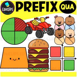 Prefix QUA Clipart Set for Word Study, Phonics & Vocabulary {Educlips}