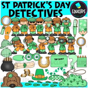 St Patrick's Day Detectives Kids Clipart Set {Educlips}