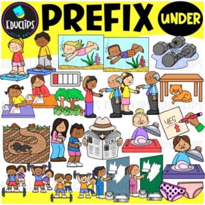 Prefix UNDER Clipart Set for Word Study, Phonics & Vocabulary {Educlips}