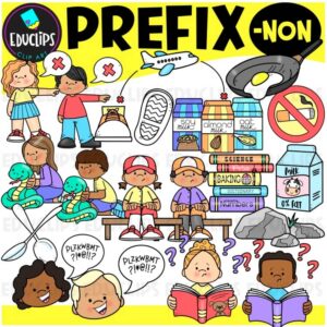 Prefix NON Clipart Set for Word Study, Phonics & Vocabulary {Educlips}