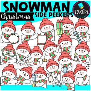 Snowman Christmas Side Peekers Clipart – Cute Winter Characters {Educlips}
