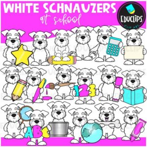 White Schnauzers At School Clip Art Set {Educlips Clipart}