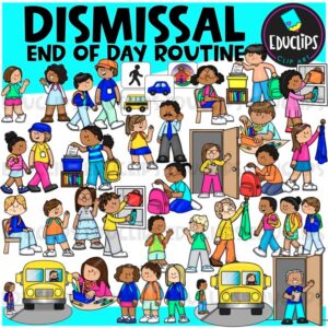 Dismissal - End of Day Routine Clipart Set {Educlips Clipart}