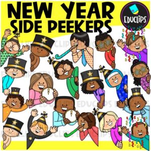 New Year Side Peekers Clipart Set {Educlips Clipart}