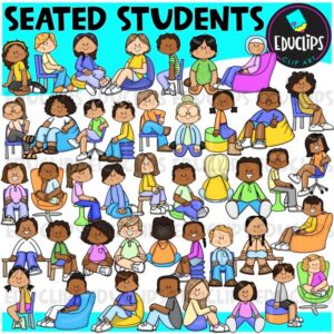 Seated Students | Classroom & Flexible Seating Clipart Set {Educlips Clipart}