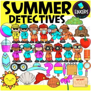 Summer Detectives Kids Clipart Set {Educlips}