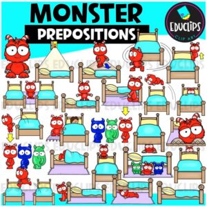 Prepositions Clip Art – Monster Theme | Positional Words {Educlips Clipart}