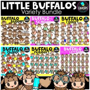 Little Buffalos | Letters, Numbers, Colors, Shapes Clipart Bundle {Educlips}