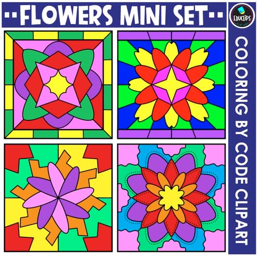 Flowers Mini Set | Coloring By Code Clip Art {Educlips {Educlips ...