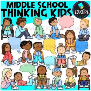 Middle School Thinking Kids Clipart Set {Educlips Clipart}