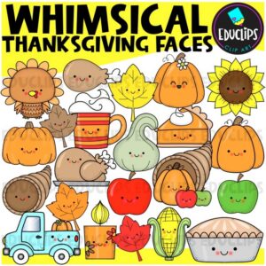 Thanksgiving Whimsical Faces Clip Art Set {Educlips}