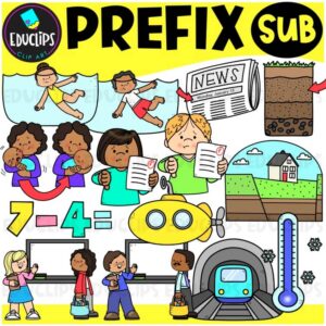 Prefix SUB Clipart Set for Word Study, Phonics & Vocabulary {Educlips}
