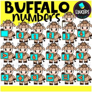 Buffalo Numbers & Math Symbols Clipart Set {Educlips}