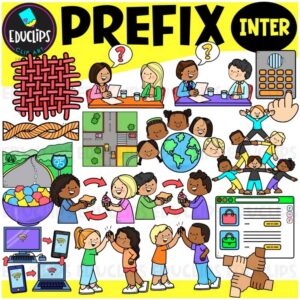 Prefix INTER Clipart Set for Word Study, Phonics & Vocabulary {Educlips}