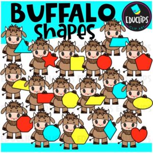 Buffalo Shapes Clipart – 2D Shapes & Animals {Educlips}