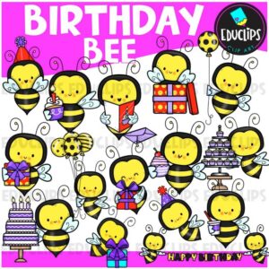 Birthday Bee | Bee Party Clipart Set {Educlips Clipart}