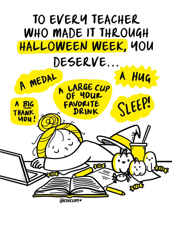 Halloween is so much fun… until you’re the teacher 😂🎃 All that excitement, all that…
